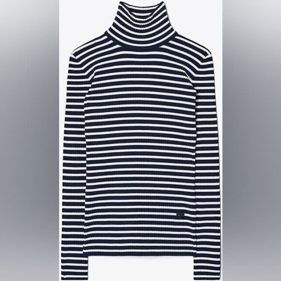 Tory Burch Striped Ribbed Tech Turtleneck M - Picture 5 of 5